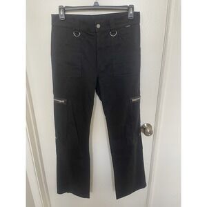 Vintage Serious Clothing Bondage Pants Mens 32 Black Goth Punk Y2K D-Ring Zip